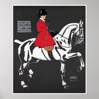 ART DECO HORSE and RIDER: Fine Art Poster