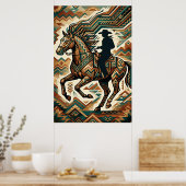 Art Deco Horse and Rider Poster - Geometric Wester (Küche)