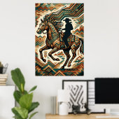 Art Deco Horse and Rider Poster - Geometric Wester (Heimbüro)