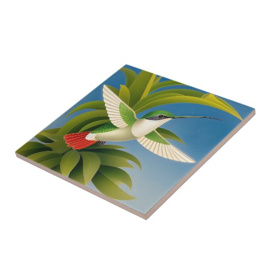Art Deco Hummingbird Fliese (Seite)