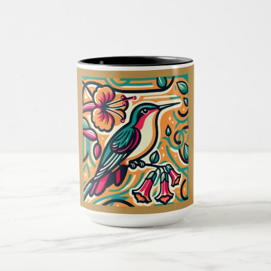 Art Deco "Hummingbird" individuell anpassbar Tasse (Zentrum)