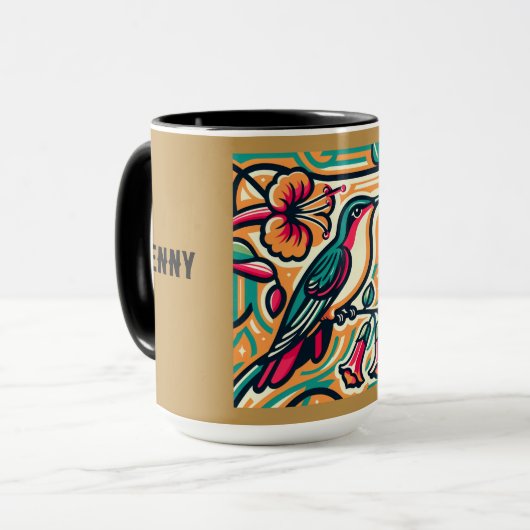 Art Deco "Hummingbird" individuell anpassbar Tasse (Vorderseite Links)