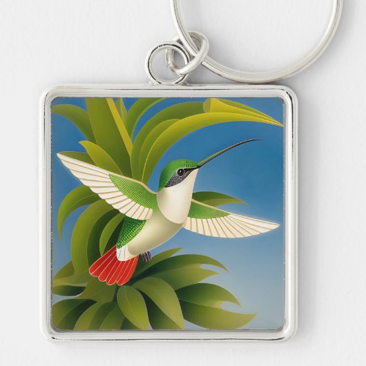 Art Deco Hummingbird Schlüsselanhänger (Vorne)