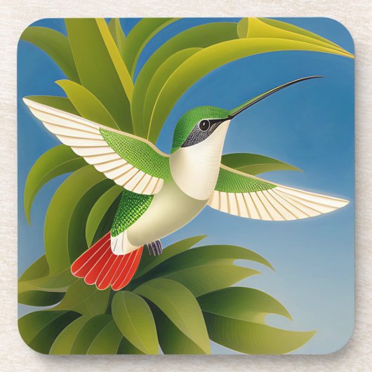 Art Deco Hummingbird Untersetzer Set (Vorderseite)