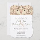 Art Deco Hummingbirds Peachy Rose Quartz Wedding Einladung (Vorderseite)