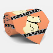 Art Deco Hund, Schwarz+Silber, griechischer Schlüs Krawatte (Gerollt)