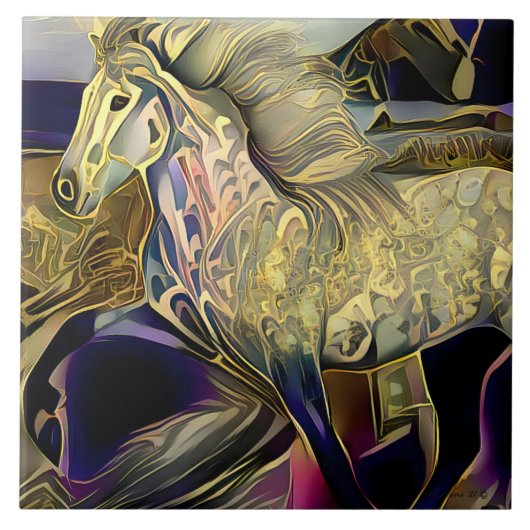 Art Deco Icelandic Pferd Fliese (Vorderseite)