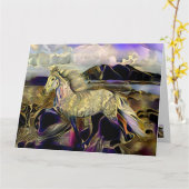 Art Deco Icelandic Pferd Karte (Gelbe Blume)