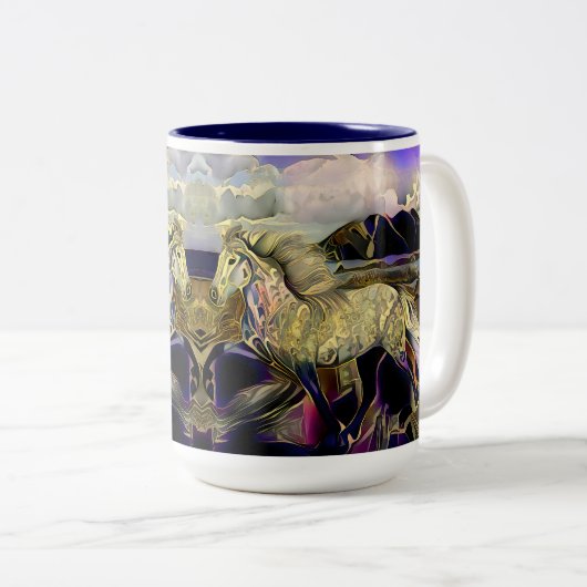 Art Deco Icelandic Pferd Zweifarbige Tasse (VorderseiteRechts)