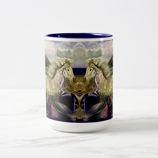 Art Deco Icelandic Pferd Zweifarbige Tasse (Mittel)