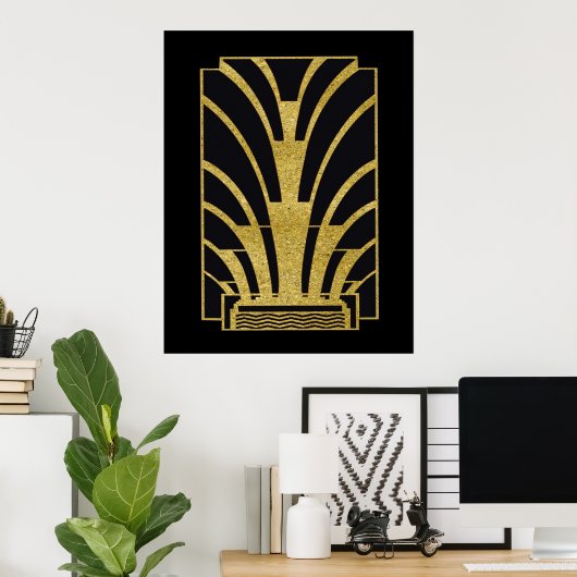 Art Deco Icon in Gold Poster (Heimbüro)