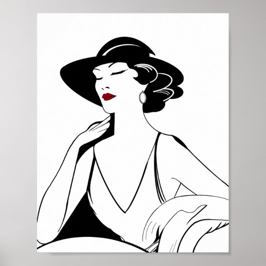Art Deco Illustriert Glamour Woman Poster (Vorne)