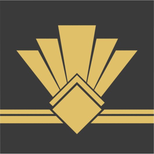 Art Déco Imitate Gold Schwarzer Stift und Tile Til Aufkleber (Vorderseite)