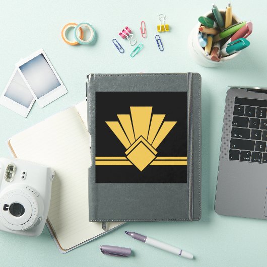 Art Déco Imitate Gold Schwarzer Stift und Tile Til Aufkleber (iPad Hülle)