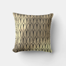 Art Deco Imitate Sepia Black Gold Scales Seashells Kissen