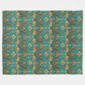 Art Deco in Blau und Gold Fleecedecke (Vorderseite (Horizontal))