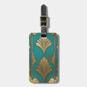 Art Deco in Blau und Gold Gepäckanhänger (Vorderseite vertikal)