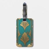 Art Deco in Blau und Gold Gepäckanhänger (Rückseite vertikal)