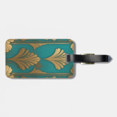 Art Deco in Blau und Gold Gepäckanhänger (Rückseite horizontal)