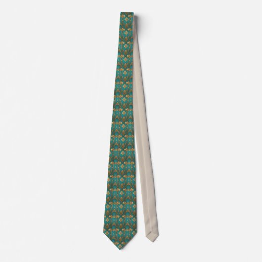 Art Deco in Blau und Gold Krawatte (Vorderseite)