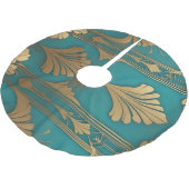 Art Deco in Blau und Gold Polyester Weihnachtsbaumdecke (Schrägansicht)