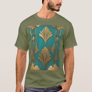 Art Deco in Blau und Gold T-Shirt