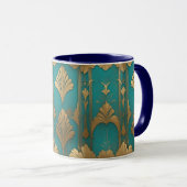Art Deco in Blau und Gold Tasse (VorderseiteRechts)