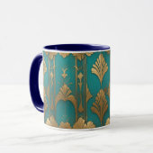 Art Deco in Blau und Gold Tasse (Vorderseite Links)
