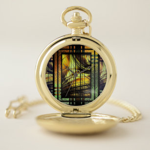 Art Deco in der grünen und goldenen Pocket-Uhr Taschenuhr