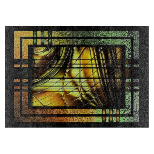 Art Deco in der grünen und goldfarbenen Tafel Schneidebrett (Vorderseite)