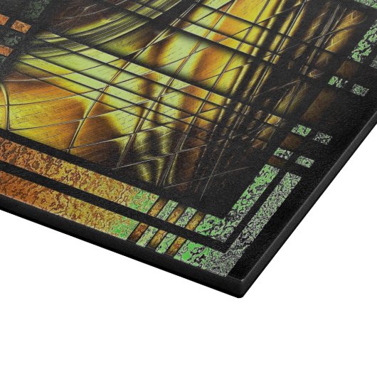 Art Deco in der grünen und goldfarbenen Tafel Schneidebrett (Ecke)