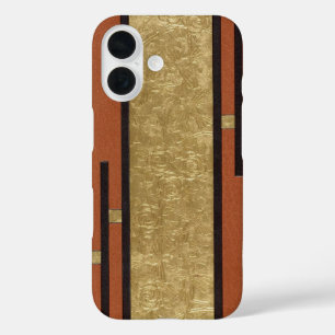 Art Deco in Gold und Beige iPhone 16 Hülle