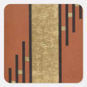 Art Deco in Gold und Beige Quadratischer Aufkleber