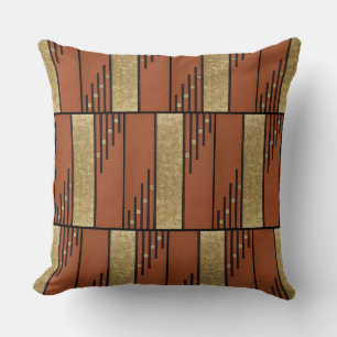 Art Deco in Gold und Tan Kissen