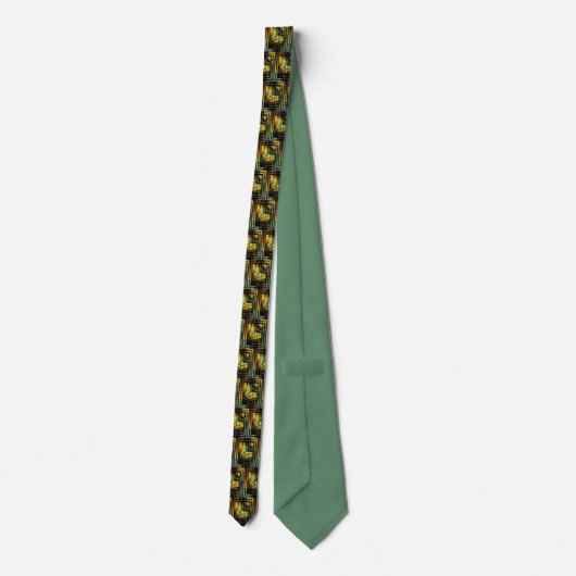 Art Deco in Green und Gold Neck Tie Krawatte (Rückseite)