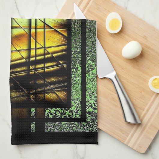 Art Deco in Grün und Gold Geschirrtuch (Viertel Falte)