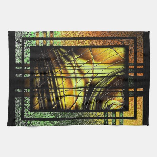 Art Deco in Grün und Gold Geschirrtuch (Horizontal)