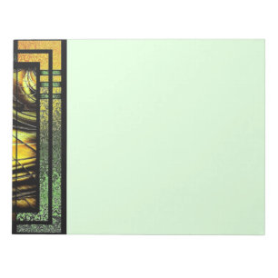 Art Deco in Grün und Gold Notizblock