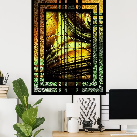Art Deco in Grün und Gold Poster (Heimbüro)