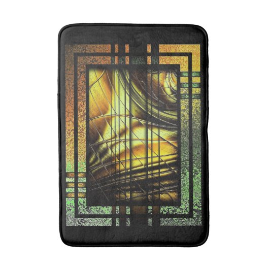 Art Deco in grüner und goldener Badematte (Vorderseite Vertikal)