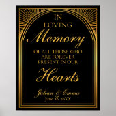 Art Deco In Love Memory Schwarz und Gold Poster (Vorne)