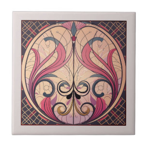 Art Déco in Rosa und Beige Fliese