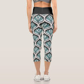 Art Deco in Türkblau Capri Leggings (Rückseite)