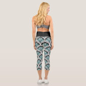 Art Deco in Türkblau Capri Leggings (Rückseite)