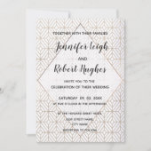 Art Deco in Weiß und Gold Einladung (Vorderseite)