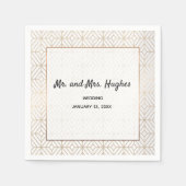 Art Deco in weiß und gold Folie geometrisch Serviette (Vorderseite)