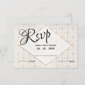 Art Deco in White and Gold Diamond UAWG RSVP Karte (Vorne/Hinten)