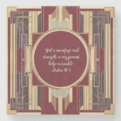 Art Deco individuell anpassbarer Bibelvers Steinuntersetzer (Vorderseite)