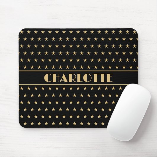 Art Deco Individuelle Name Black Gold Mousepad (Mit Mouse)