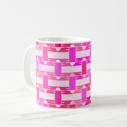 Art Deco Industrial Chic - pink, fuchsia, orchid Kaffeetasse (Vorderseite Links)